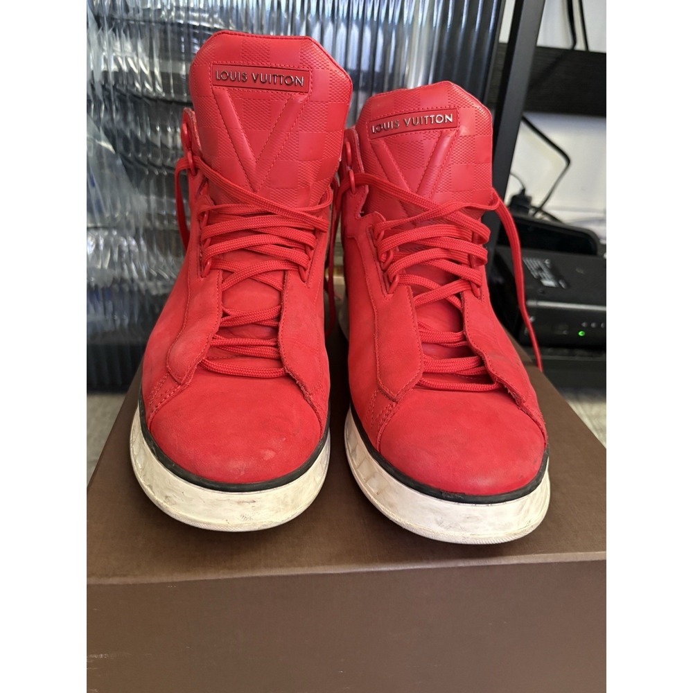 Louis Vuitton Streetlight Sneaker Red FD 105 Leather Size 8.5 - Picture 3 of 6